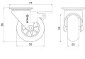 Kółko meblowe Supra 50 mm - wymiary