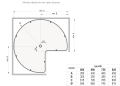 Półka obrotowa NOVA 3/4 koła - wymiary